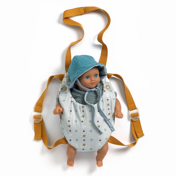 Djeco Pomea Baby Doll Carrier Blue Grey