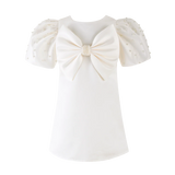 Ellie Ellie - Sylvia White Satin Bow Dress