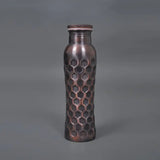 Antique Diamond Flat Lid Curved Copper Bottle – 800ml