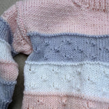 Knitted by Nana Mary Jumper - Multi Stripe Rose Petal