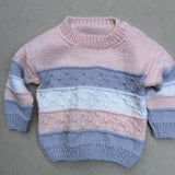 Knitted by Nana Mary Jumper - Multi Stripe Rose Petal