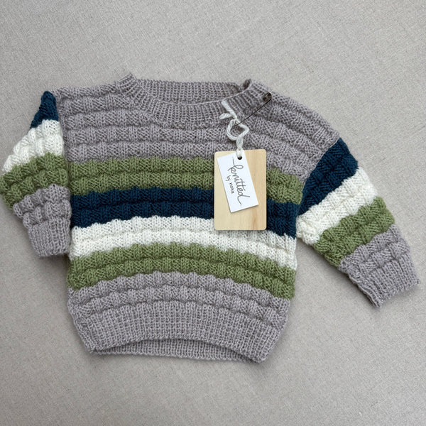 Knitted by Nana Steven Jumper - Multi Stripe Stone