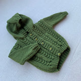 Knitted by Nana Hooded Cardigan - Moss