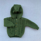 Knitted by Nana Hooded Cardigan - Moss