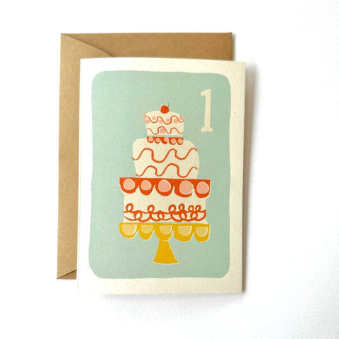 Florence Fry Number 1 One Retro Cake Card