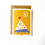 Florence Fry Number 10 Party Hats  Birthday Card