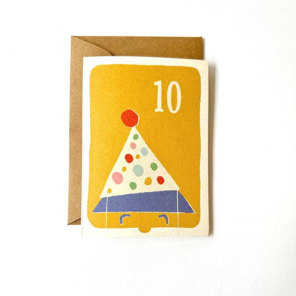 Florence Fry Number 10 Party Hats  Birthday Card