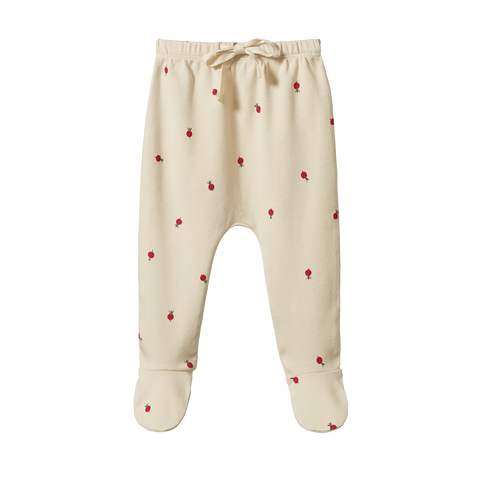 Nature Baby Footed Rompers - Radish Print