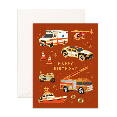 Fox and Fallow Emergency Vehicles Greeting Card