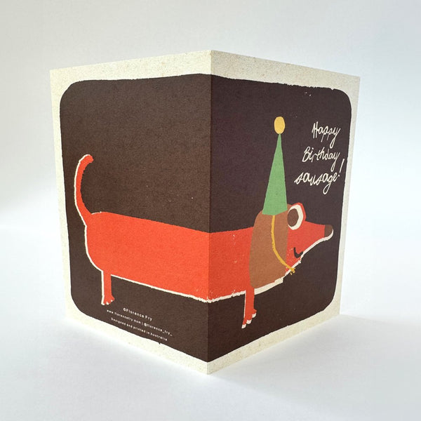 Florence Fry Happy Birthday Sausage Card