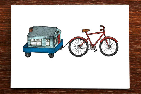 The Nonsense Maker Home on a Bicycle Card