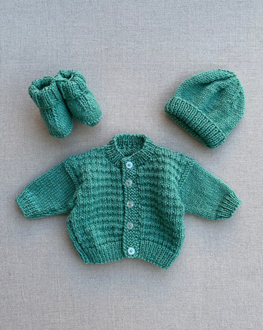 Knitted by Nana Cardigan Set Aqua