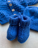 Knitted by Nana Cardigan Set Blue