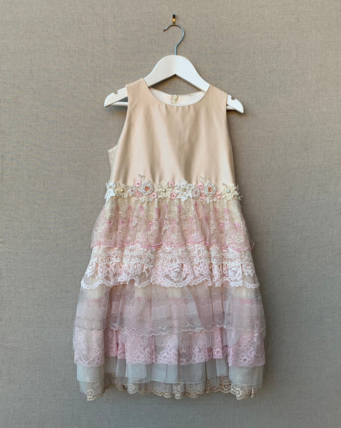 Vintage Rose Belle Pink Silk Dress