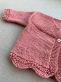 Knitted by Nana Frill Knit Cardigan Rose Petal 3-6M