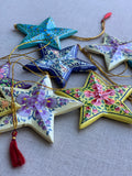 Hand Painted Papier Mâché Christmas Star / Hanging Decoration