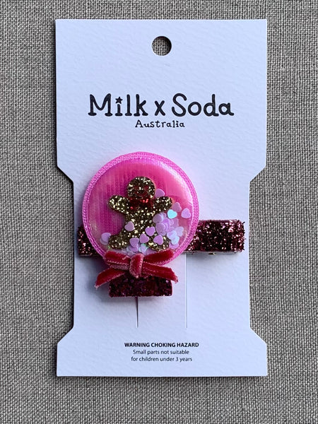 Milk X Soda XMAS Snow Globe Hair Clip Pink