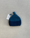 Knitted by Nana Top Knot Beanie - Contrast Ocean