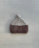 Knitted by Nana Top Knot Beanie - Contast Brown
