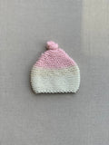 Knitted by Nana Top Knot Beanie - Contrast Pink