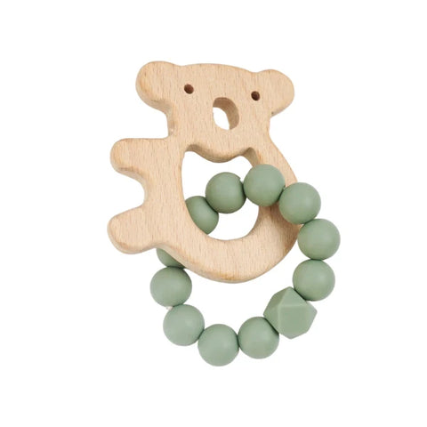 Petit Vous Koala Silicone / Beechwood Teether Ring (Sage Green)