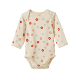 Nature Baby - Long Sleeve Bodysuit - Flora Stamp
