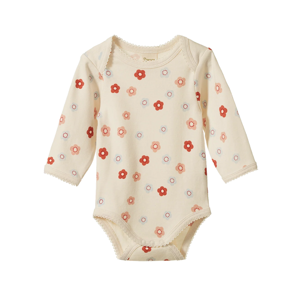 Nature Baby - Long Sleeve Bodysuit - Flora Stamp
