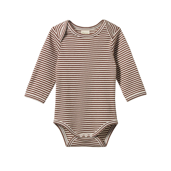 Nature Baby Stretch Jersey L/S Bodysuit - Pinecone Stripe
