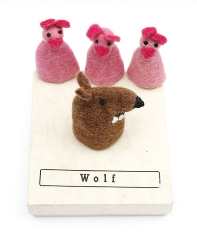 Papoose Wolf and Three Pigs Finger Puppets