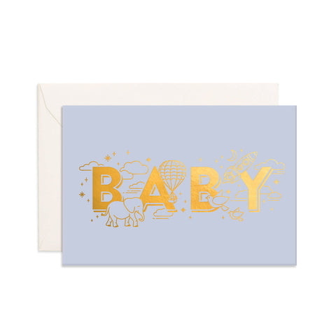 Fox & Fallow Baby Universe Blue Mini Greeting Card