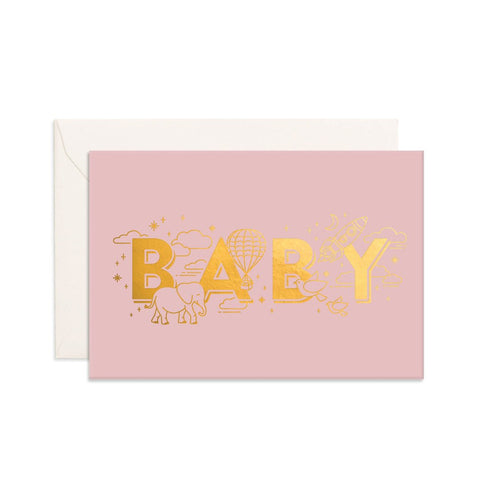 Fox & Fallow Baby Universe Dusty Rose Mini Greeting Card