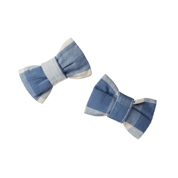 Nature Baby Bow Hair Clips 2 Pack Bluebelle Check