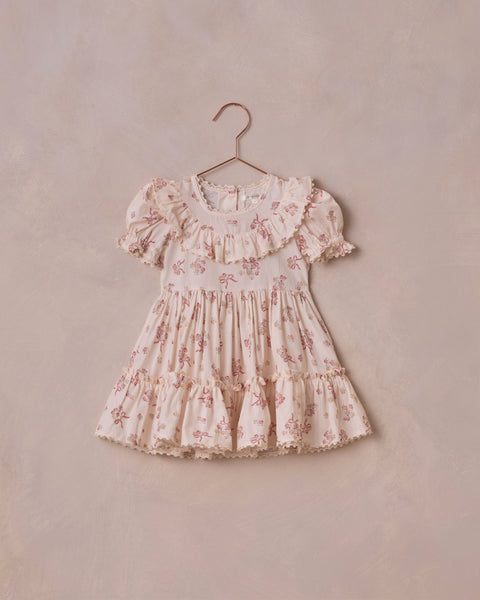 Noralee Eva Dress Bow Ditsy in Natural