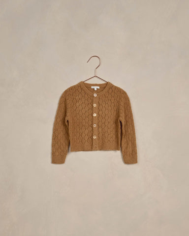 Nora Lee Cropped Pointelle Cardigan - Golden