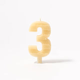 Queen B Number 3 Beeswax Birthday Candle