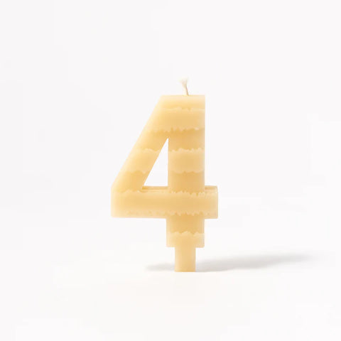 Queen B Number 4 Beeswax Birthday Candle