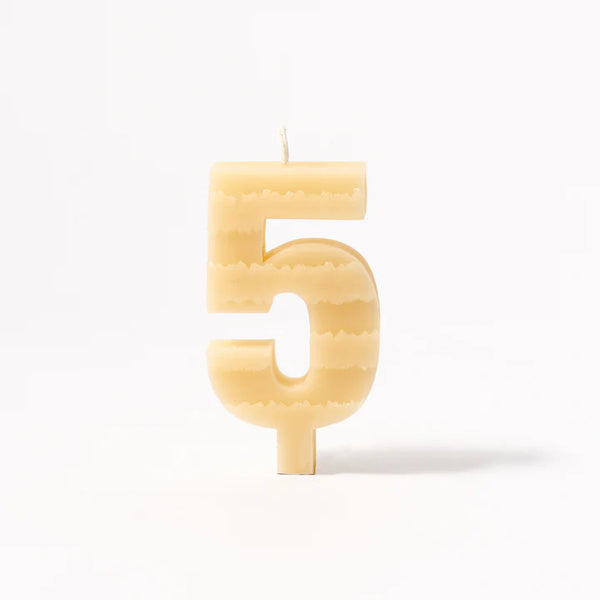 Queen B Number 5 Beeswax Birthday Candle