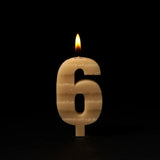 Queen B Number 6 Beeswax Birthday Candle