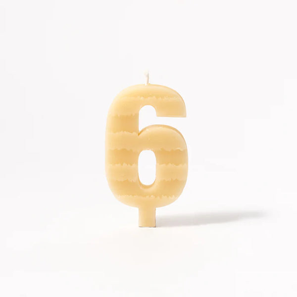 Queen B Number 6 Beeswax Birthday Candle