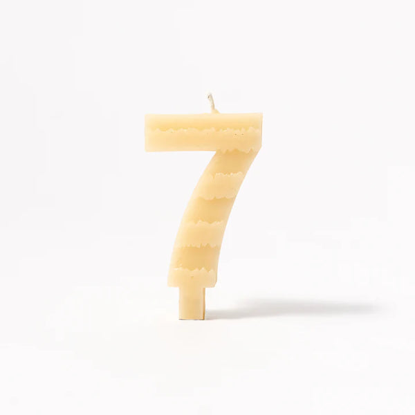 Queen B Number 7 Beeswax Birthday Candle