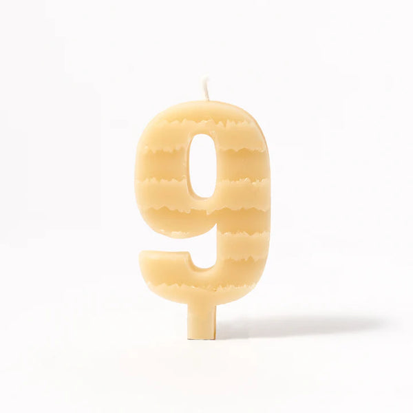 Queen B Number 9 Beeswax Birthday Candle