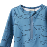 Nature Baby One Piece Bathing Trunks Blue Whale Print