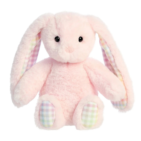 Petite Vous Poppy the Rainbow Gingham Bunny Plush Toy Pink