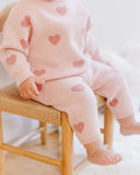 Quincy Mae Heart Knit Pants Bubblegum