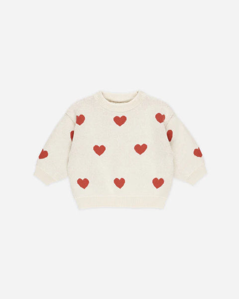 Quincy Mae Heart Knit Sweater Natural