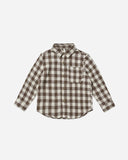 Rylee and Cru Collared Long Sleeve Shirt Charcoal Check