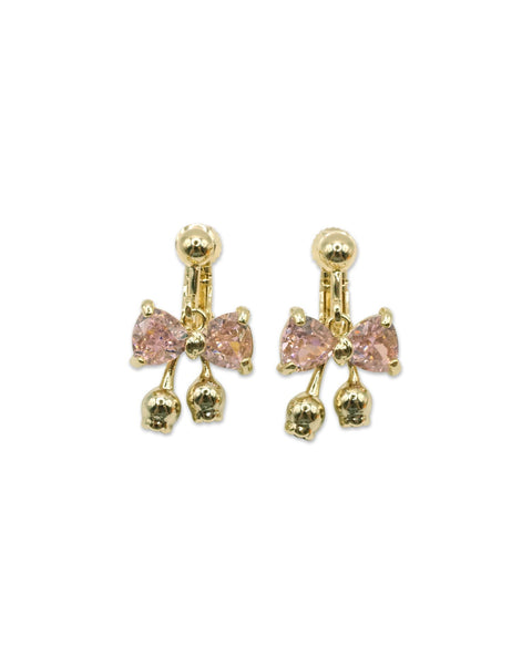 Milk X Soda Crystal Ribbon Earrings - Pink