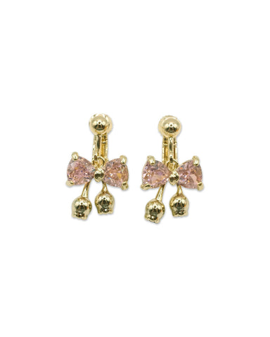 Milk X Soda Crystal Ribbon Earrings - Pink