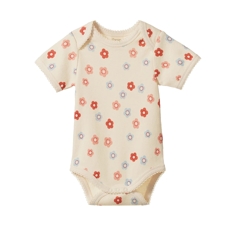 Nature Baby - Short Sleeve Bodysuit - Flora Stamp