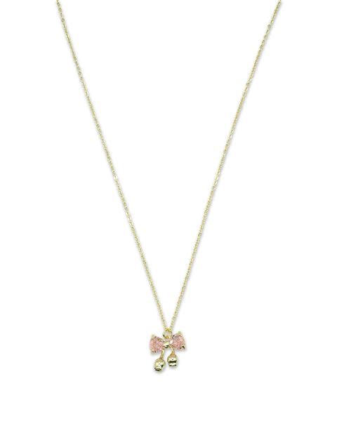Milk X Soda Crystal Ribbon Necklace - Pink